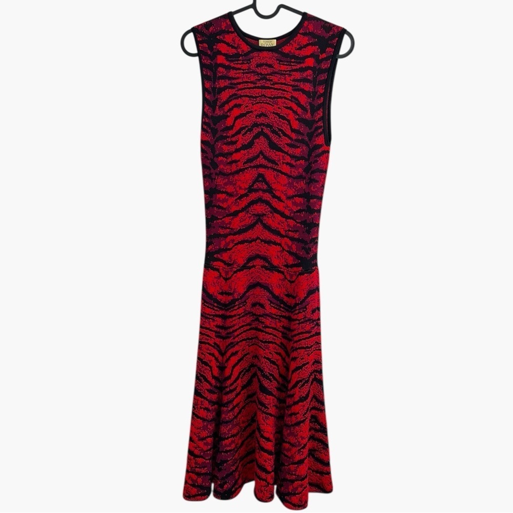 REVOLVE FAVORITE | Torn by Ronny Kobo Malu Tiger Red Black Jacquard knit Dress S - Picture 4 of 7
